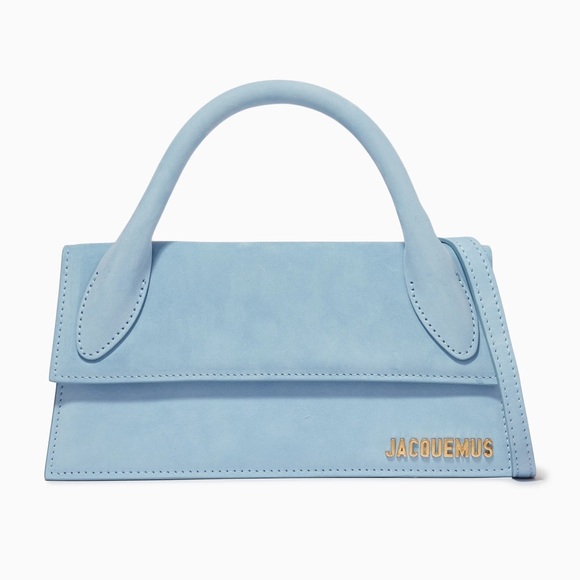 Jacquemus Le Chiquito Long Blue Suede Handbag - Picture 1 of 8